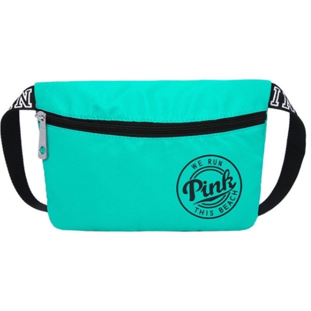 NEW! PINK "We Run This Beach" WATERPROOF Fanny Pack in Tipsy Teal